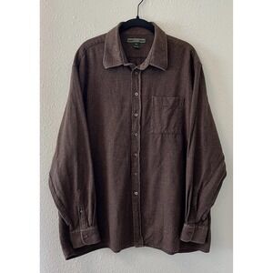 Holland & Holland Men's Button Up Shirt Size XL Brown 100% Cotton Classic